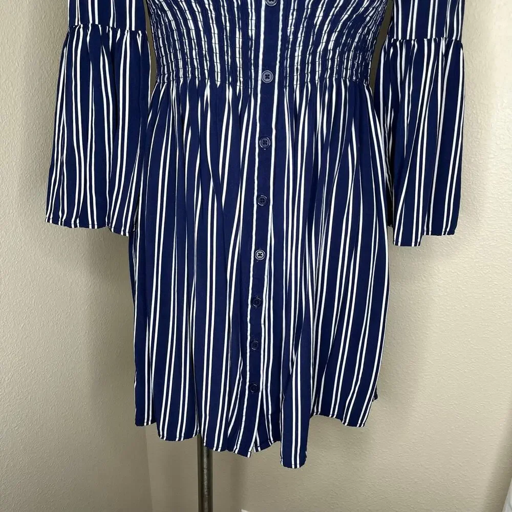 JACK BY BB DAKOTA Call The Shots Striped Dress Navy & White Size XS - Picture 8 of 9